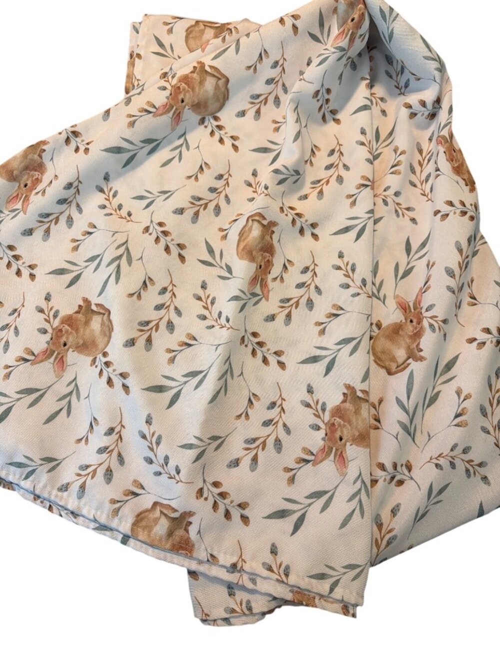Bunny Rabbit Floral Tablecloth Easter Spring 100% Polyester Colordrift 102"x60"
